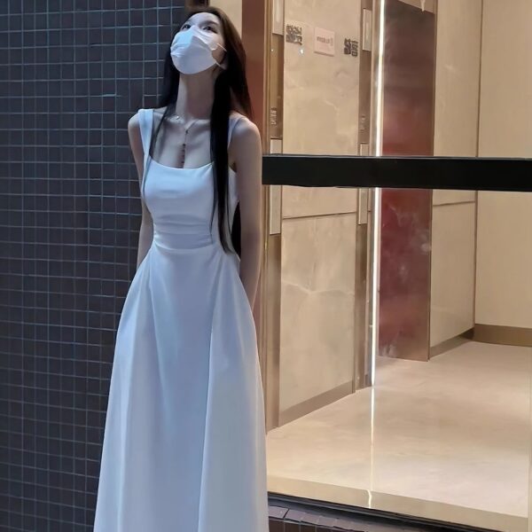 New Strap Sleeveless French Style Small First Love Waist-slimming Long Dress