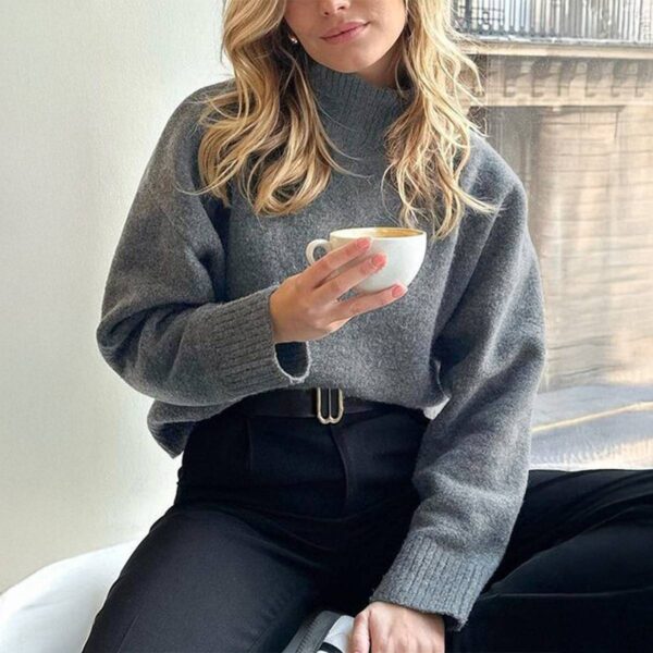 Casual Woolen Long Sleeve Coat Sweater Women