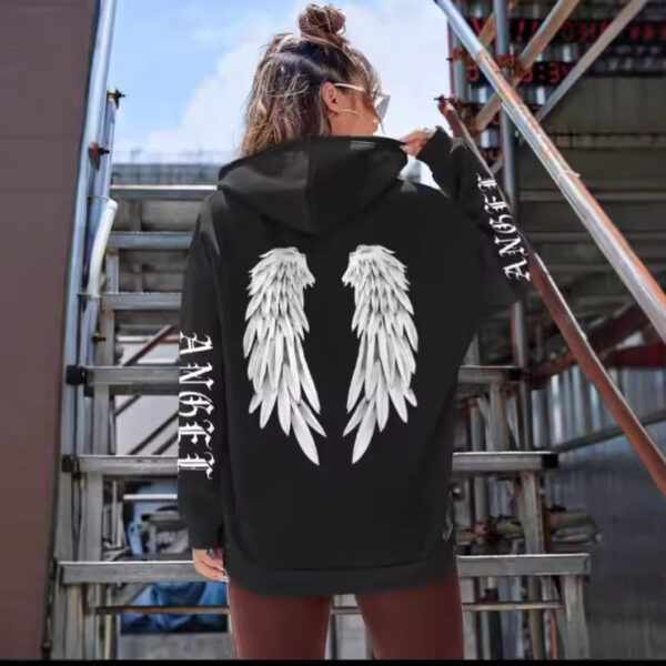 Fashion Women's Drawstring Pocket American Hooded Sweater Fashion Personalized Printing