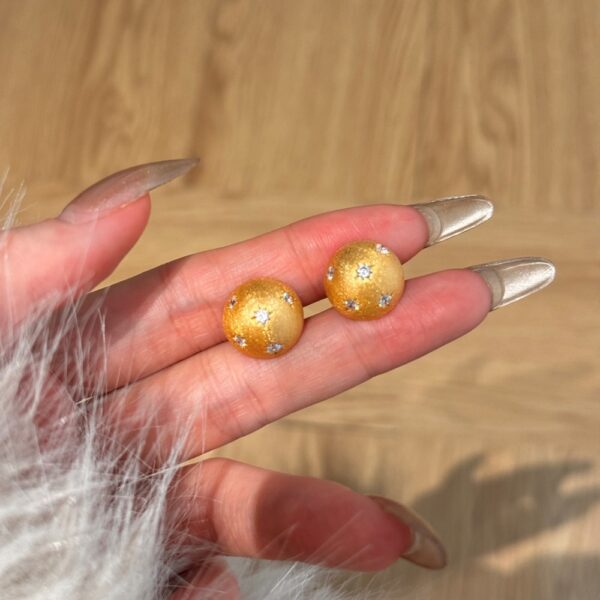 Medieval Gilding Silk Round Design Ear Studs