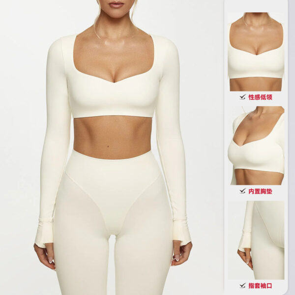 Yoga Abdominal Exercising Band Chest Pad Long Sleeve Top For Women