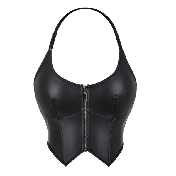 Leather Halter Zipper Women's Tube Top Chest Support Body Shaping Top