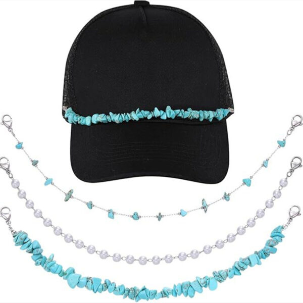 Turquoise Pearl Cuban Fishbone Chain Cap Chain