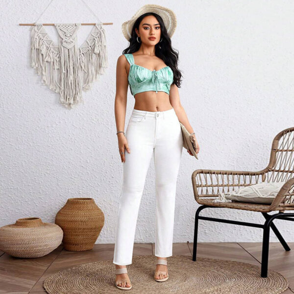 Plus Size White Cropped Straight Jeans