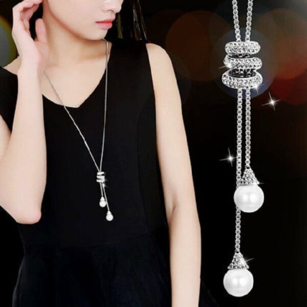 Female Accessories Pearl Necklace Twin High Sense