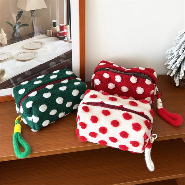 Women's Woolen Hand-carrying Polka Dot Cosmetic Bag