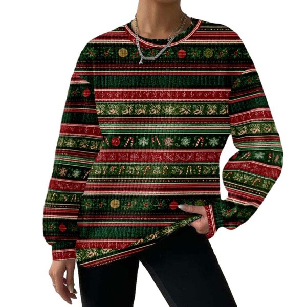 Digital Printing Pattern Shading Fashion Trend Round Neck Long Sleeve Sweater