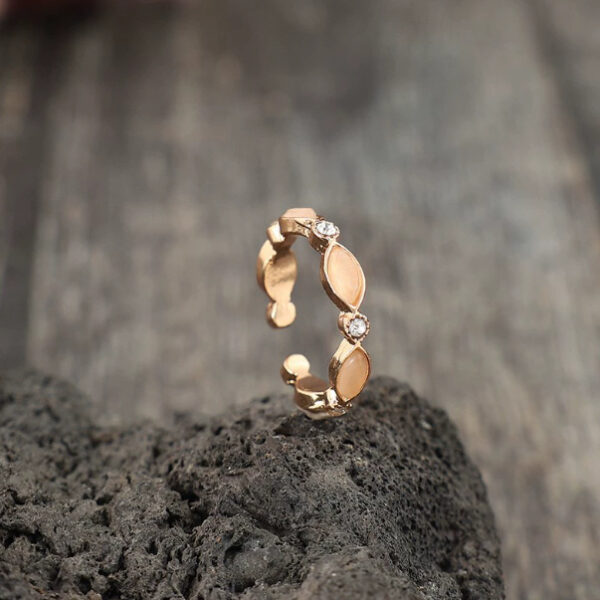 Oval Gemstone Inlaid Alloy Open Adjustable Ring