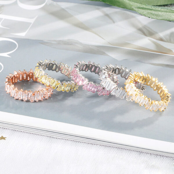 Colorful Crystals Ring Micro Inlay AAA Zircon