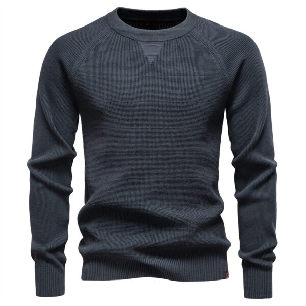 Round Neck Fashion Solid Color Sweater Men's High Quality Business Casual Knitted Men's Sweater