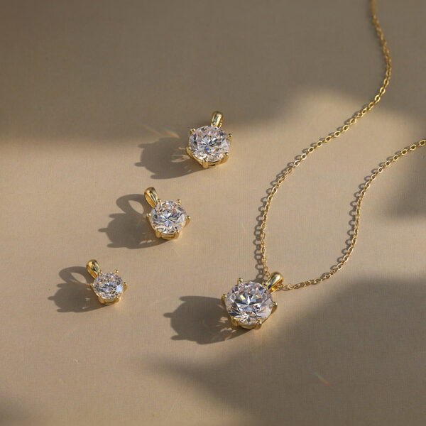 Classic Six-claw Simple Moissanite Pendant Silver Necklace