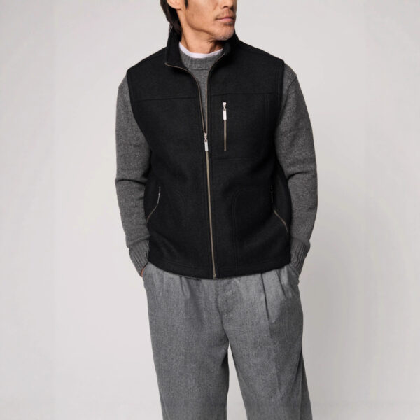 Men's Fine Autumn And Winter Blended Thermal Zipper Vest