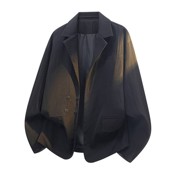 Vertical Pleated Small Plaid Double-breasted Casual Jacket