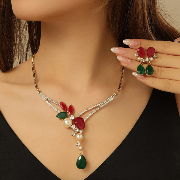 Colorful Indian Style Earrings Necklace For Women Wedding Decoration