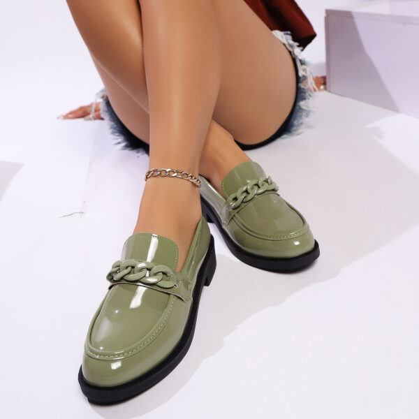 Thick Bottom Low Heel Leather Shoes Women