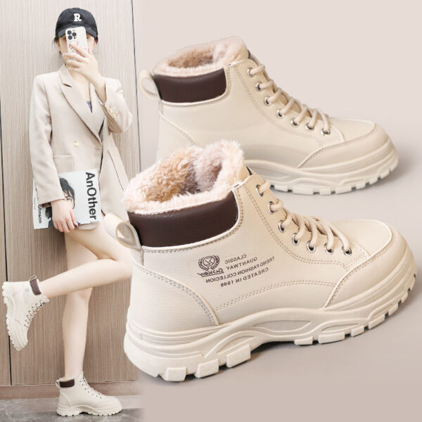 High-top Women's Shoes Cotton-padded Shoes With Velvet Warm