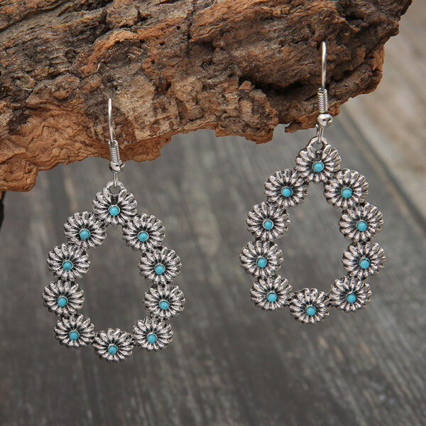 Retro Natural Stone Fashion Turquoise Long Earrings
