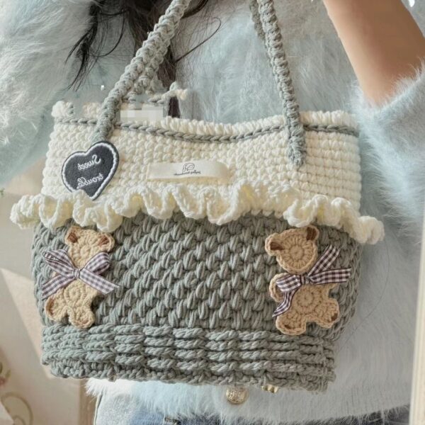 Wool Crocheted Bear Portable Shoulder Bag