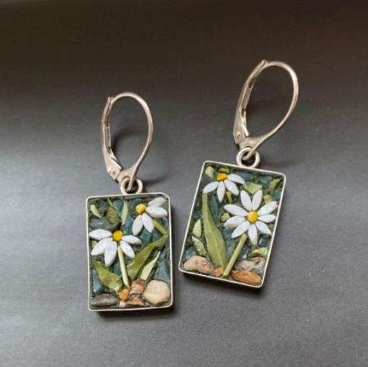 Minority Fashion Rectangular Epoxy Flowers Alloy Ear Clip