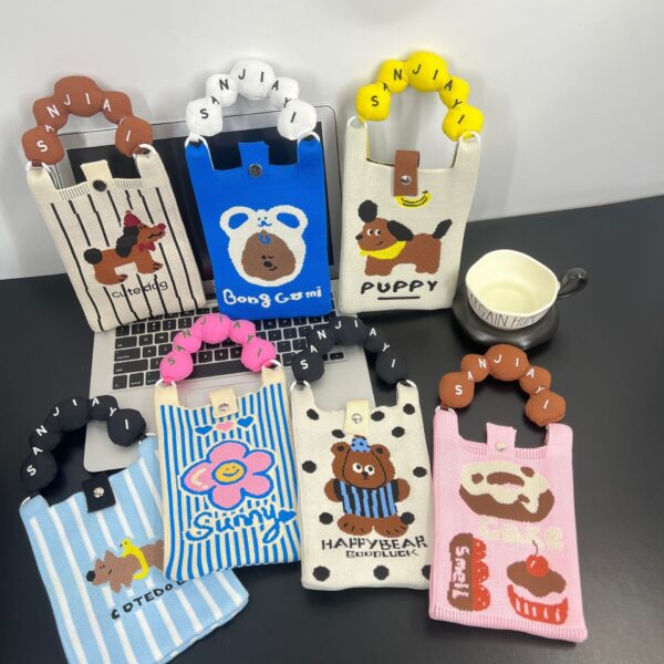 Cute Cartoon Knitted Bag Fashion All-match Messenger Bag High Sense Hand-carrying Shoulder Bag