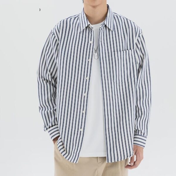 Loose Trendy All-match Retro Casual Striped Shirt