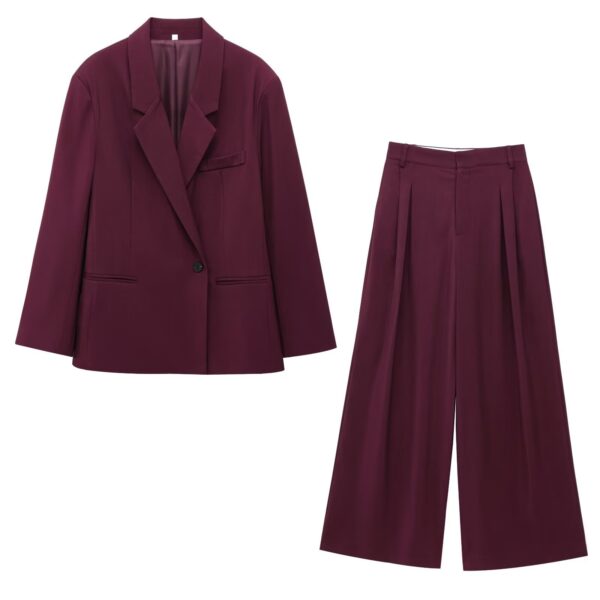 Women's Solid Color Casual Fashion Loose Suit Coat & Trousers